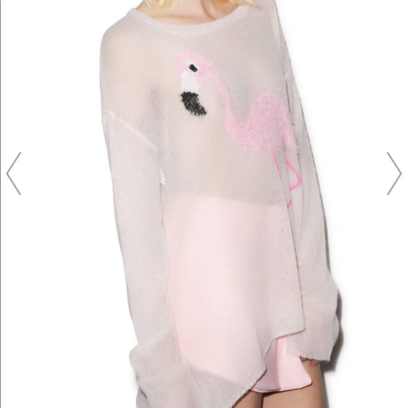 Wildfox White Label Pink Flamingo Roadie Sweater - Picture 3 of 8